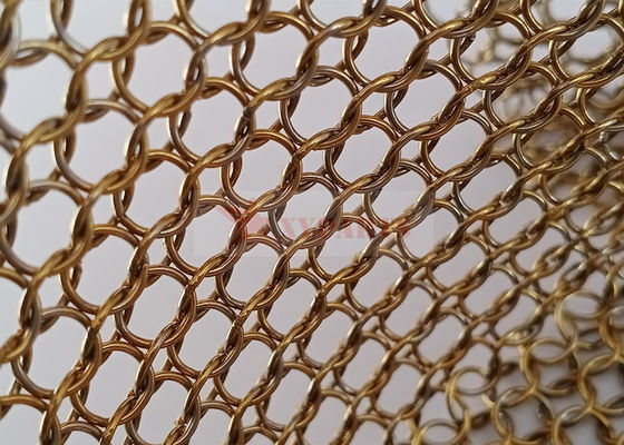 Brass Ring Mesh Curtain For Halls Space Divider 1.5 X 15 Mm