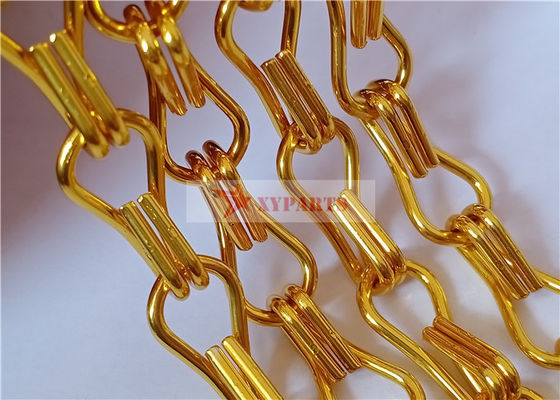 Gold Color Aluminium Chain Fly Curtain Used As Room And Space Divider