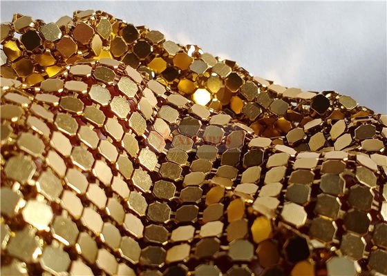 Sparkly 3x3mm Metal Flake Fabric In Gold As Partitions For Hotels Cafes Clubs