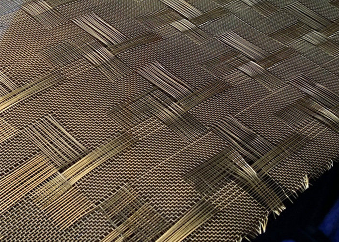 HH0.15X60 Copper Wire Laminated Glass Mesh , Tempered Glass Decorative