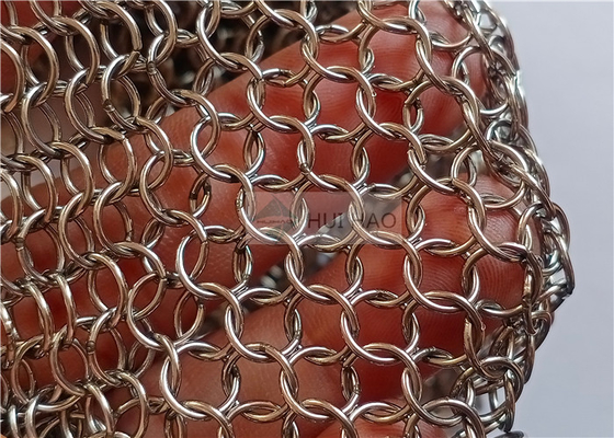 Welding Stainless Steel Chain Mail Wire Mesh 0.8x7mm Used For Room Divider Curtains