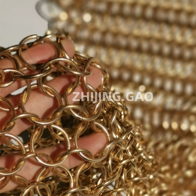 15 Mm Gold Color Architectural Chainmail Mesh
