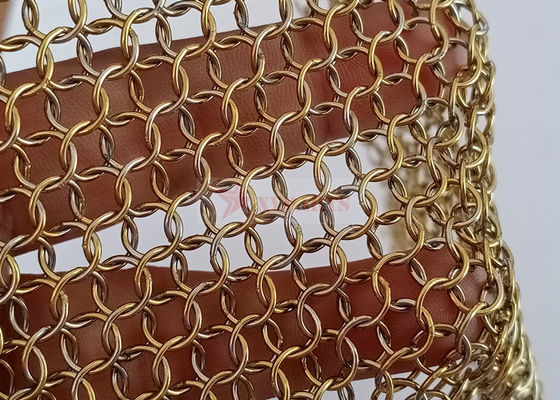 Brass Color Metal Ring Mesh Curtain For Interior Decoration