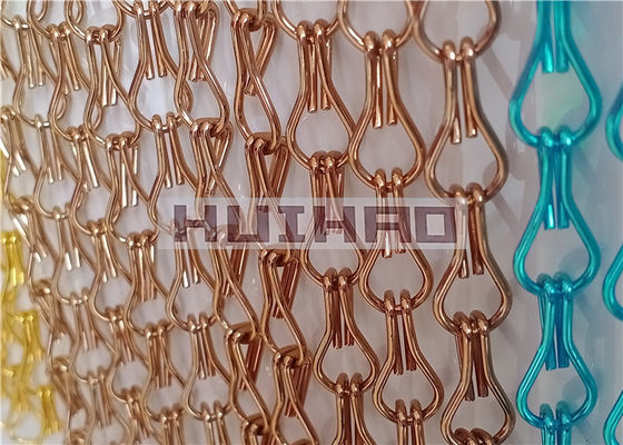 1.6mm Anodized Aluminum Chain Curtains Copper Color For Architectural Wall Decoration