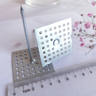 Square 2" Perforated Base Insulation Hanger Fixing Glass Wool On Wall