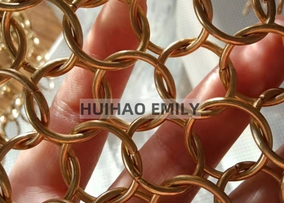 Gold Ring Mesh Chainmail Weave Type Stainless Steel Round Metal Ring Mesh Drapery