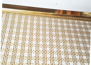 Decoration Square Hole Type Handrail Balustrade Weave Mesh With Gold Color Frame