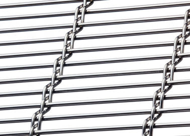 Wire Rod Architectural Wire Mesh , Exterior Wall Metal Fabric Partition