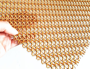 Crimped Wire Decorative Stainless Steel Woven Mesh Gold Color 5mm Wrap Pitch