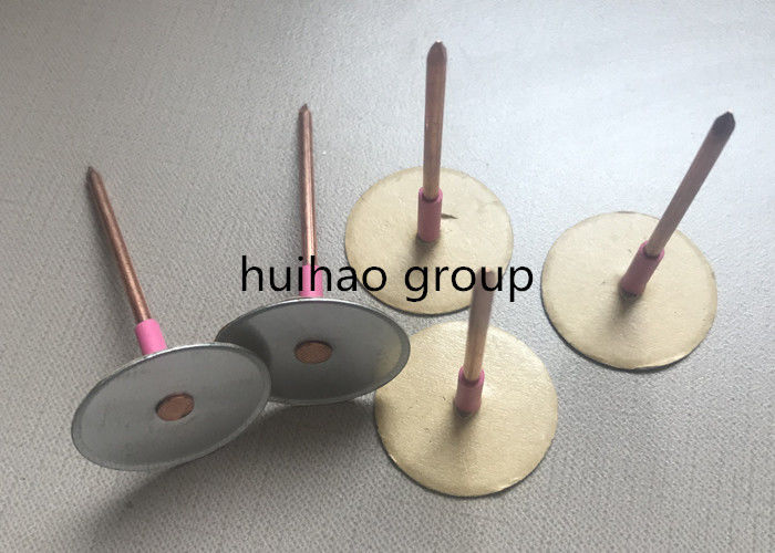 Galvanized Steel Cup Head Weld Pins , 12Ga Insulated anchor Pins With