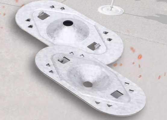 Zinc Coated Steel Oval Barbed Plate For Fix Waterproofing Membrane To Roof Decks