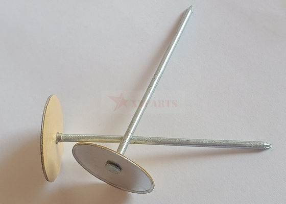 Galvanized Steel Cup Head Capacitor Discharge Weld Pins 3" With Paper Insulating Washers Attached