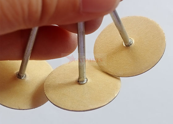 Galvanized Steel Cup Head Capacitor Discharge Weld Pins 3" With Paper Insulating Washers Attached