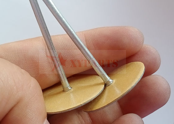 Galvanized Steel Cup Head Capacitor Discharge Weld Pins 3" With Paper Insulating Washers Attached