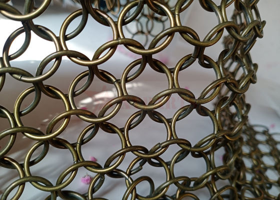 Bronze Color Metal Ring Mesh 1.5x15mm As Space Partitions For Shopping Mall