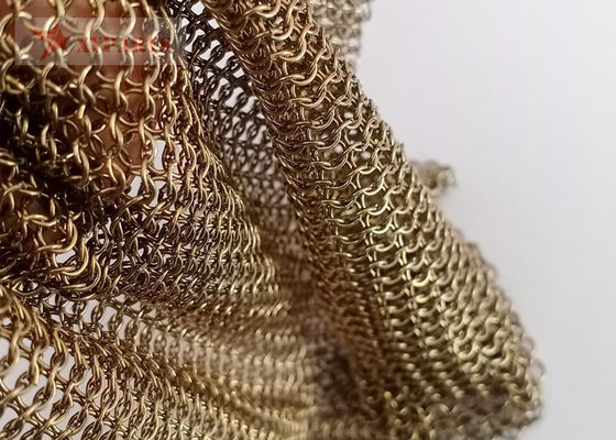 Brass Color Chainmail Mesh Curtain with 0.53mm Wire and 3.81mm Ring Diameter for Interior Decoration