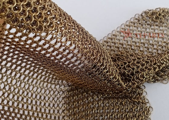 Brass Color Chainmail Mesh Curtain with 0.53mm Wire and 3.81mm Ring Diameter for Interior Decoration