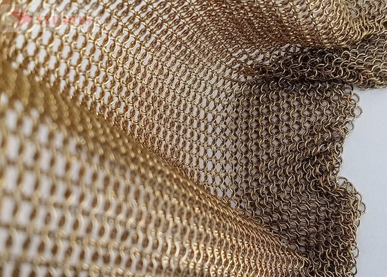 Brass Color Chainmail Mesh Curtain with 0.53mm Wire and 3.81mm Ring Diameter for Interior Decoration