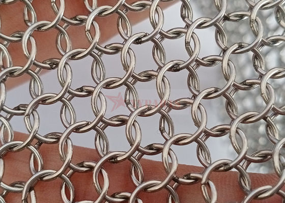 Welded Type Stainless Steel Chainmail Metal Mesh Curtain 0.8mm x 7mm for Room Divider