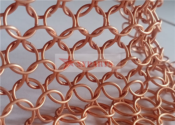 1.2x10mm Copper Color Chainmail Fabric for Architecture Decoration and Metal Ring Mesh