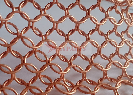 1.2x10mm Copper Color Chainmail Fabric for Architecture Decoration and Metal Ring Mesh