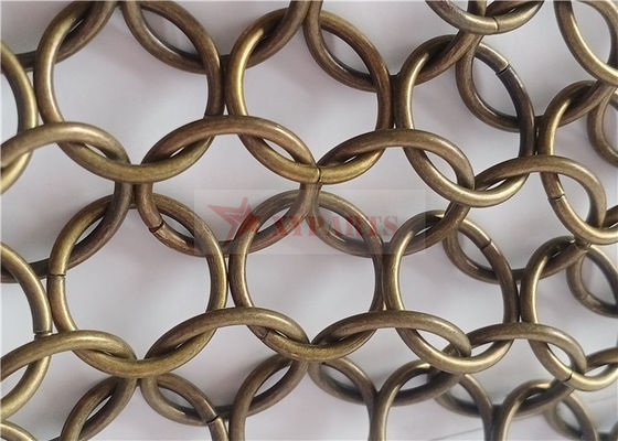 Bronze Color Ring Mesh Curtain 1.5x15mm For Store Construction