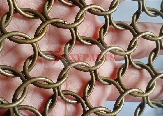 Bronze Color Ring Mesh Curtain 1.5x15mm For Store Construction