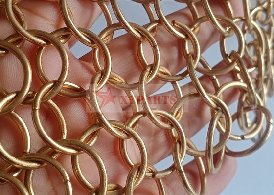 Gold Color Chainmail Mesh Fabric 1.5x15mm for Room Partition Divider Curtain