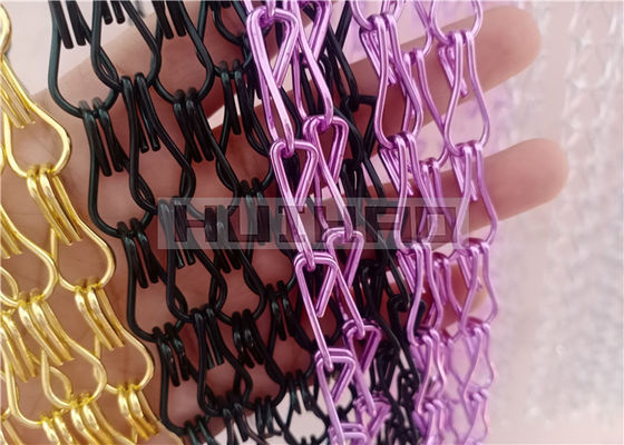 2.0x12x24mm Aluminum Alloy Chain Link Fly Curtain Black Color For Windows Or Doors