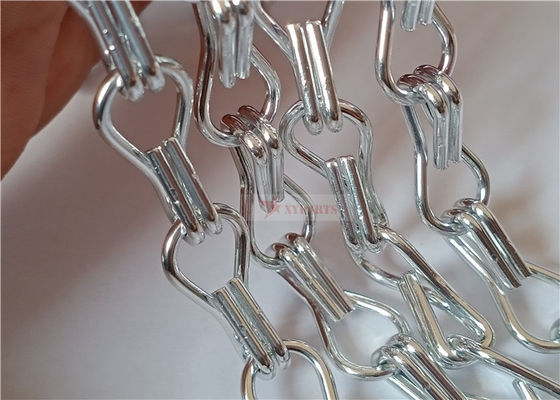 12x24mm Aluminum Chain Link Curtain Silver Color For Room Dividers