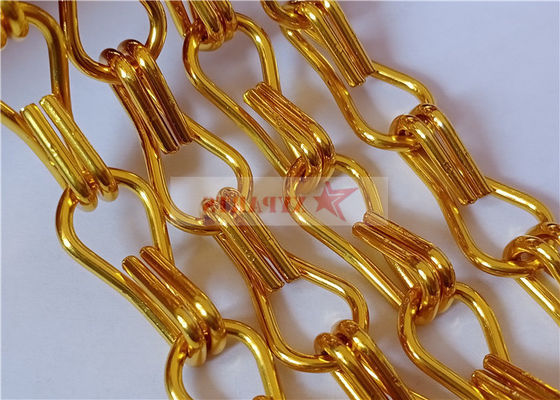 Gold Color Aluminium Chain Fly Curtain Used As Room And Space Divider