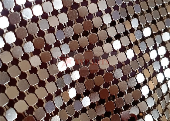 6x6mm Aluminium Sequin Metal Mesh Fabric Silver Color For Interior Space Decoration