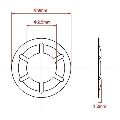 Internal Tooth M3 Star Locking Washer Push On Locking Speed Clip Black Oxide Finish