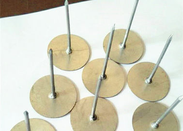 Galvanized Steel Cup Head Weld Pins , 12Ga Insulated anchor Pins With Paper Base