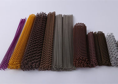 Copper Aluminum Metal Coil Drapery , Wire Mesh Curtains For Interior Partition