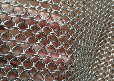 Window Treatment Stainless Steel Ring Mesh Curtains , Metal Chainmail Mesh Drapery For Space Divider