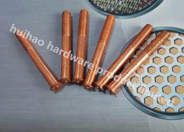 Stainless Steel Annular Grooved Stud Welding Pins , Copper Plated Mild Steel M5 - M12 Stud Welder Pins With Threaded