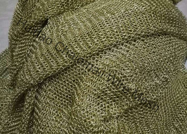 Space Divider Metal Mesh Drapery , Hotel Curtain Brass Wire Chainmail Ring Mesh