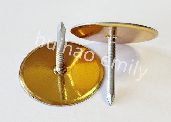 38mm Galvanized Steel Duct Liner Cup Head Pins With Gold Paper