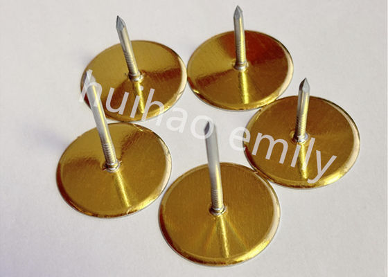 38mm Galvanized Steel Duct Liner Cup Head Pins With Gold Paper