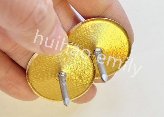 38mm Galvanized Steel Duct Liner Cup Head Pins With Gold Paper