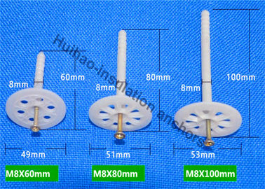 M8X90mm Plastic Insulation Fixing Pins , Insulation Wall plugs