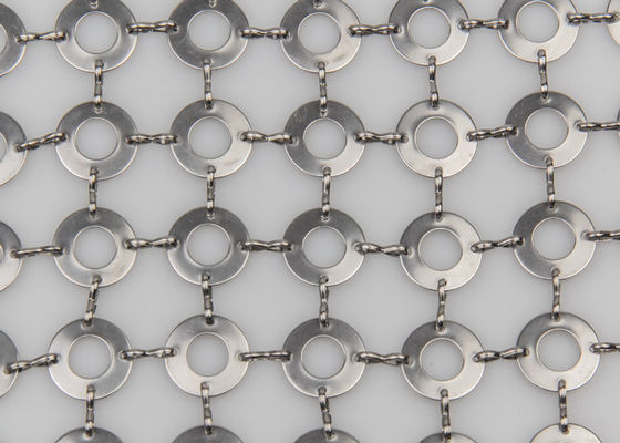 Stainless Steel 304/316 Flat Wire Metal Ring Mesh with 20mm Ring Diameter for Ceiling Treatments