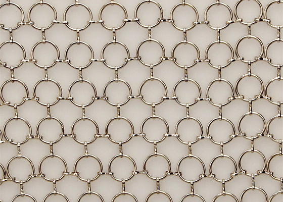 Stainless Steel 304/316 Flat Wire Metal Ring Mesh with 20mm Ring Diameter for Ceiling Treatments