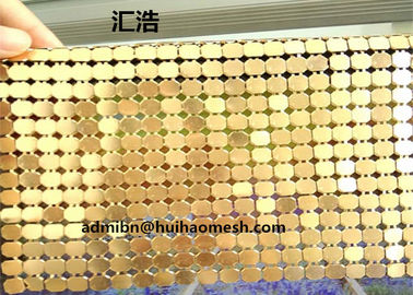 4mm Gold Color Aluminum Sequin Metallic Mesh For Hotel Decoration