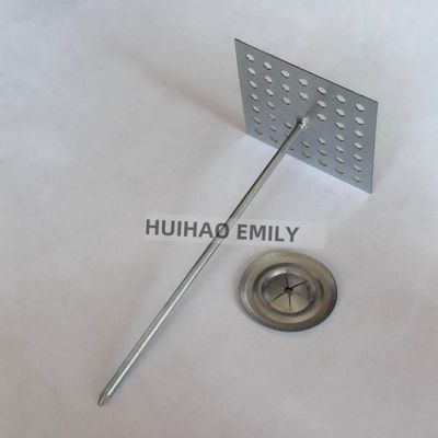 50mmx50mm Perforated Base Insulation Hanger Pins With Self Locking Washer