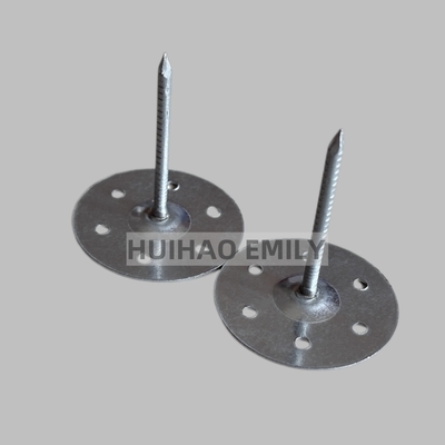 Round Perforated Metal Base Plate Rockwool Insulation Pins Galvanized 80mm Length