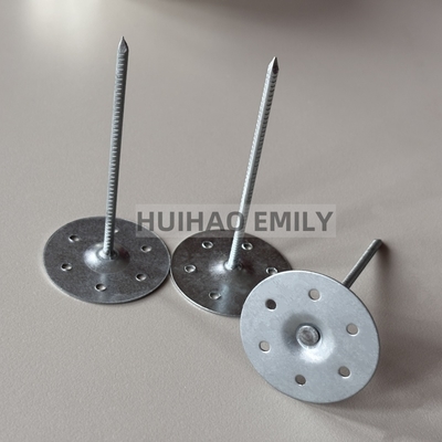 Round Perforated Metal Base Plate Rockwool Insulation Pins Galvanized 80mm Length