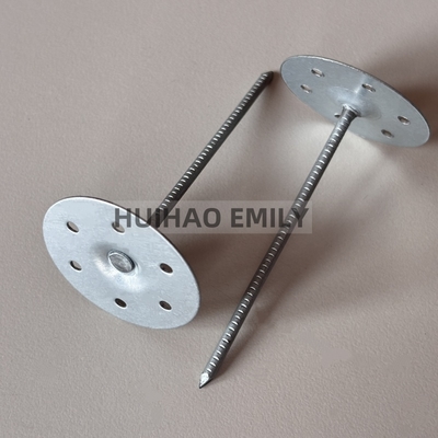 Round Perforated Metal Base Plate Rockwool Insulation Pins Galvanized 80mm Length