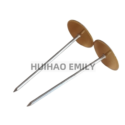 Galvanized Steel Cup Head Weld Pins , 12Ga Insulated anchor Pins With Paper Base